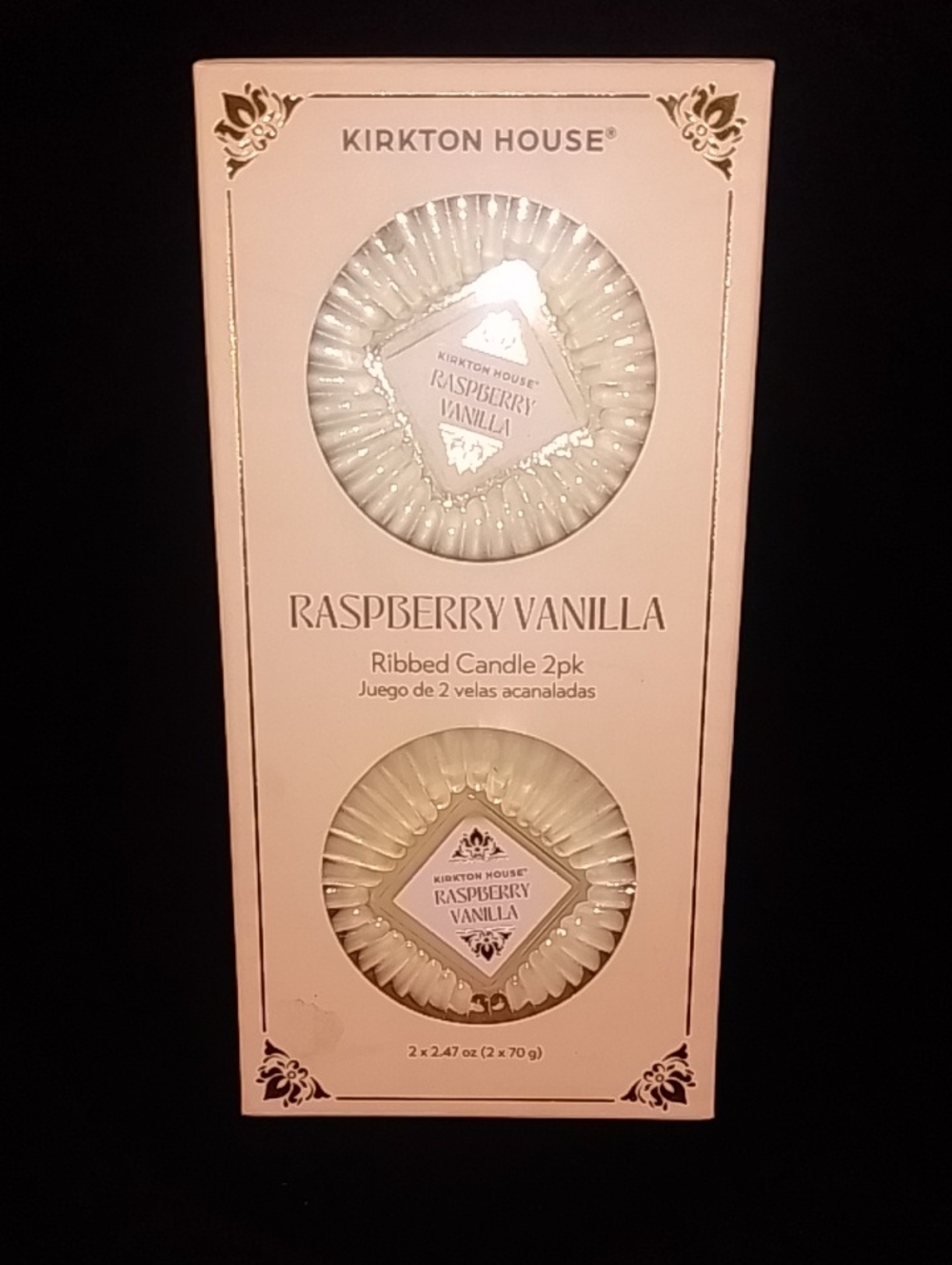 Kirkton House Raspberry Vanilla Ribbed Candle 2pk